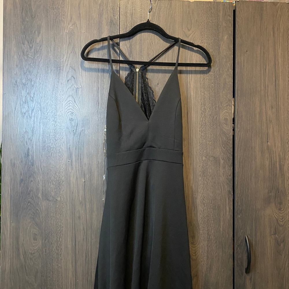 Womens Black High Low Lace Back‎ V-Neck Cocktail Dress Size L charlotte russe